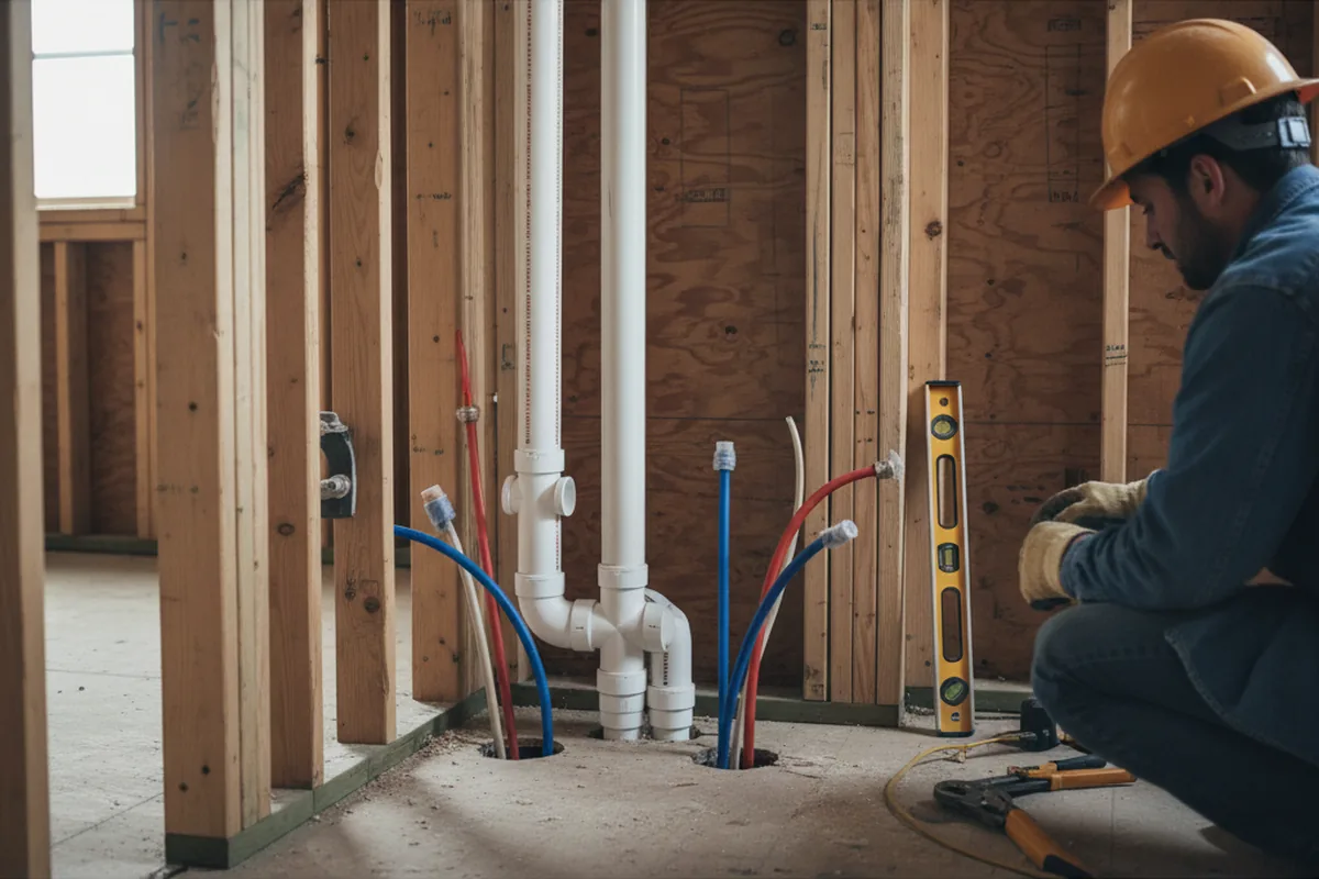 Drain and supply rough-in during Drain Cleaning in Elwin