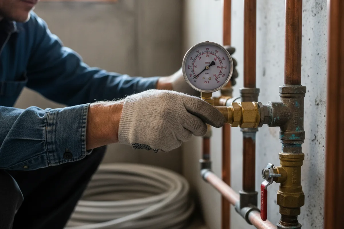 Pressure testing a repaired line during Water Line Repair in Elwin